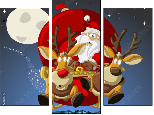 Święty Mikołaj i renifery – prezent na ścianę malucha
 - Obraz trzyczęściowy, Tryptyk