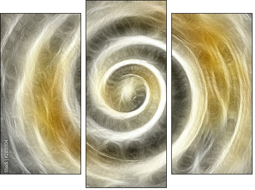 Ślimak abstrakcyjnie – ciepła spirala - Obraz trzyczęściowy, Tryptyk