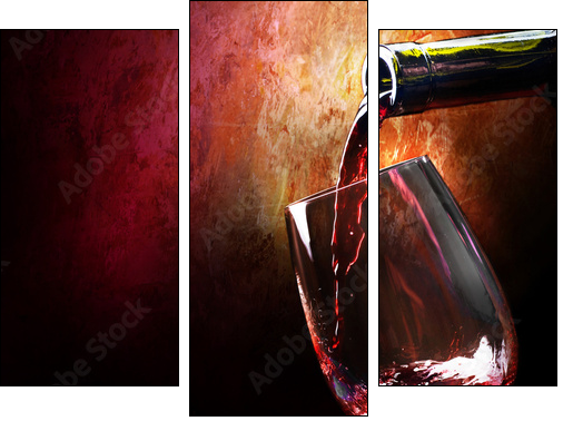 Czerwone wino w nastrojowej scenerii
 - Obraz trzyczęściowy, Tryptyk