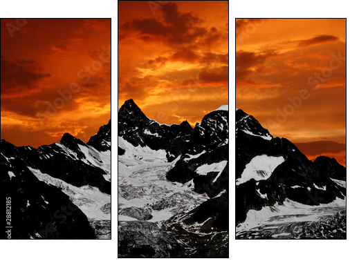 sunset on the Ober Gabelhorn  - Obraz trzyczęściowy, Tryptyk