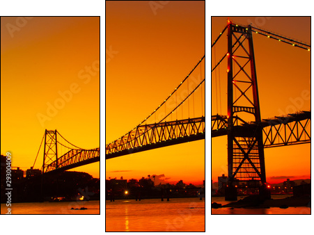 Hercilio Luz bridge in the sunset - Obraz trzyczęściowy, Tryptyk