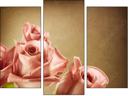 Retro róże – bukiet w klimacie vintage
 - Obraz trzyczęściowy, Tryptyk