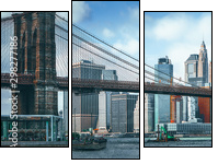 Suspension Brooklyn Bridge across Lower Manhattan and Brooklyn. New York, USA. - Obraz trzyczęściowy, Tryptyk
