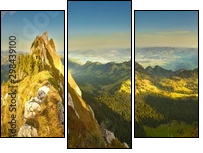 Słońce i góry – mariaż idealny - Obraz trzyczęściowy, Tryptyk
