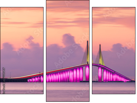 Sunshine Skyway Bridge spanning the Lower Tampa Bay - Obraz trzyczęściowy, Tryptyk