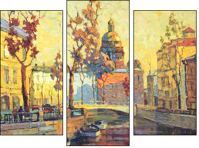Kind on old streets of St.-Petersburg  - Obraz trzyczęściowy, Tryptyk