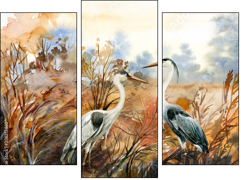 Kolorowy świat ptactwa - Obraz trzyczęściowy, Tryptyk
