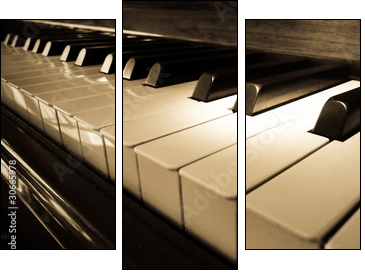Close up shot of piano keyboard  - Obraz trzyczęściowy, Tryptyk