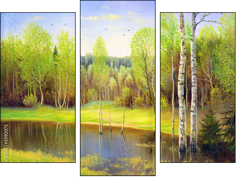 Wood lake  - Obraz trzyczęściowy, Tryptyk