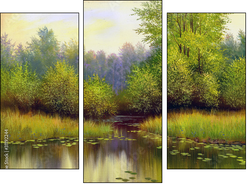 Wood lake  - Obraz trzyczęściowy, Tryptyk