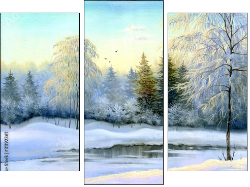 Winter wood  - Obraz trzyczęściowy, Tryptyk