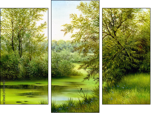 Wood lake  - Obraz trzyczęściowy, Tryptyk