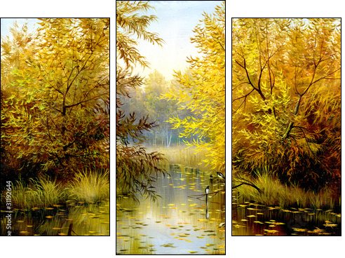 Wood lake  - Obraz trzyczęściowy, Tryptyk