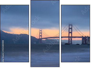 Beautiful view of  Golden gate bridge, San Francisco - Obraz trzyczęściowy, Tryptyk