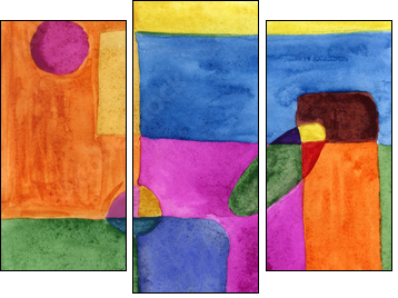 Picasso style colored hand drawing shapes. Abstraction, watercolor. Graphic abstract background. Creative art background - Obraz trzyczęściowy, Tryptyk