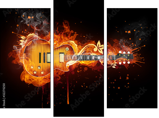 Electric Guitar  - Obraz trzyczęściowy, Tryptyk