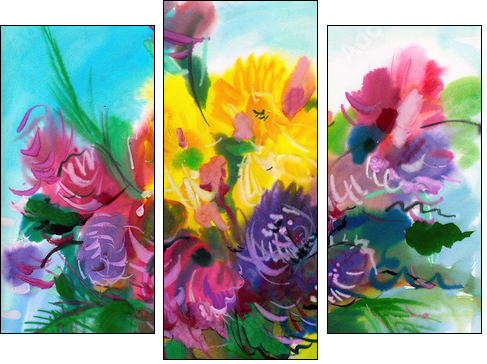 Wild flowers  - Obraz trzyczęściowy, Tryptyk