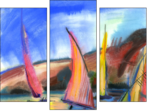 Sailing regatta  - Obraz trzyczęściowy, Tryptyk