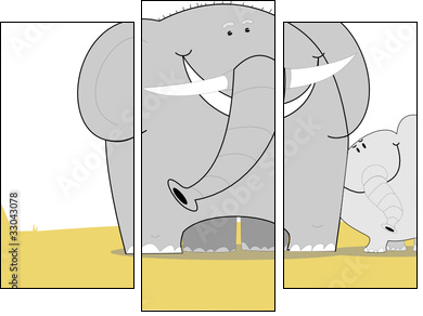 Słoniowa rodzinka – maxi słoń i mini słoniątko
 - Obraz trzyczęściowy, Tryptyk