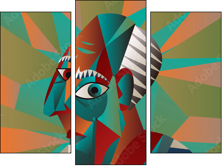 cubist great painter face portrait painting - Obraz trzyczęściowy, Tryptyk