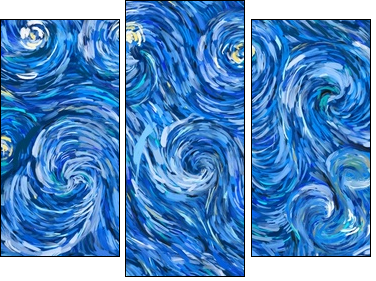 Abstract texture background. Digital painting in Vincent Van Gogh style artwork. Hand drawn artistic pattern. Modern art. Good for printed pictures, postcards, posters or wallpapers and textile print. - Obraz trzyczęściowy, Tryptyk