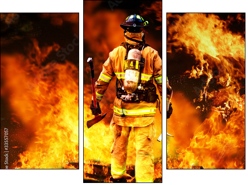 In to the fire, a Firefighter searches for possible survivors  - Obraz trzyczęściowy, Tryptyk