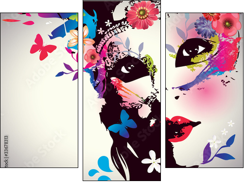 Pop – art: kobieta w kolorach neonów
 - Obraz trzyczęściowy, Tryptyk