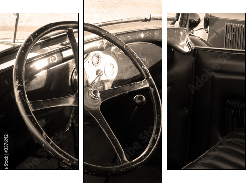 Wnętrze retro samochodu
 - Obraz trzyczęściowy, Tryptyk