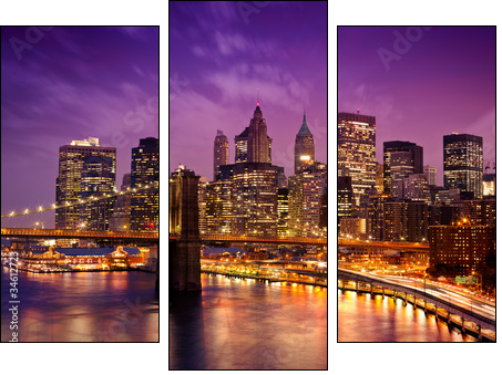 Manhattan w kolorach nocnych neonów
 - Obraz trzyczęściowy, Tryptyk