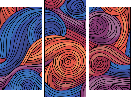 Seamless vector pattern. Van Gogh style - Obraz trzyczęściowy, Tryptyk