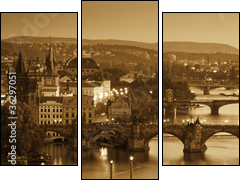 Widok na Most Karola i Wełtawy, Sepia
 - Obraz trzyczęściowy, Tryptyk