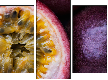 Marakuja - owocowa namiętność smaku - Obraz trzyczęściowy, Tryptyk