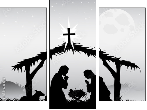 nativity scene,vector  - Obraz trzyczęściowy, Tryptyk