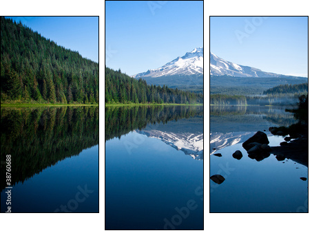 Beautiful Mountain Reflection in Lake  - Obraz trzyczęściowy, Tryptyk