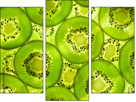 Mozaika z zielonych owoców kiwi - Obraz trzyczęściowy, Tryptyk
