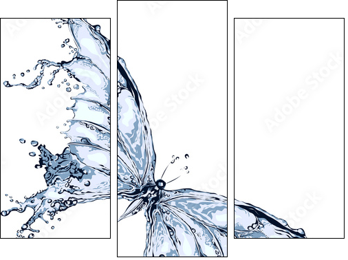 Water splash butterfly 2  - Obraz trzyczęściowy, Tryptyk