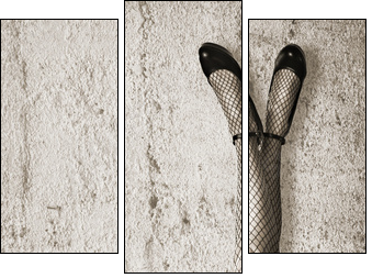 Young woman with long slim sexy legs  - Obraz trzyczęściowy, Tryptyk