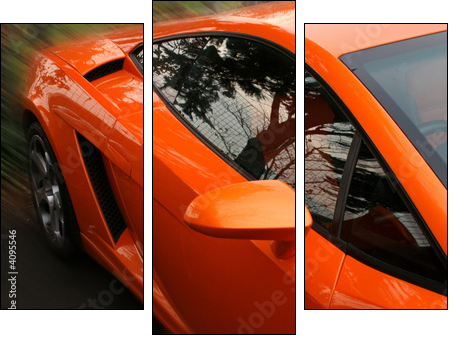 side of orange supercar  - Obraz trzyczęściowy, Tryptyk