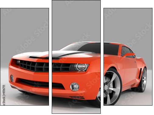 red sports car  - Obraz trzyczęściowy, Tryptyk