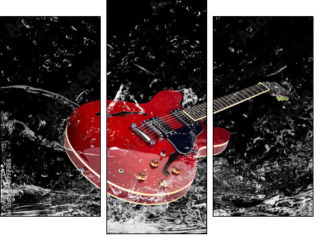 E-Gitarre mit Wasserspritzern  - Obraz trzyczęściowy, Tryptyk