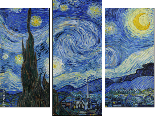 Vincent van Gogh, (1853-1890) The Starry Night, 1889, oil on canvas. Museum of Modern Art, New York City. - Obraz trzyczęściowy, Tryptyk