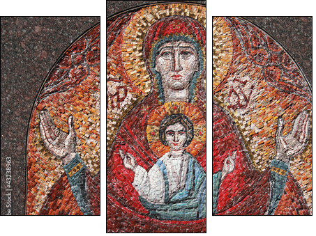 art mosaics icon of Virgin Mary and Jesus Christ  - Obraz trzyczęściowy, Tryptyk