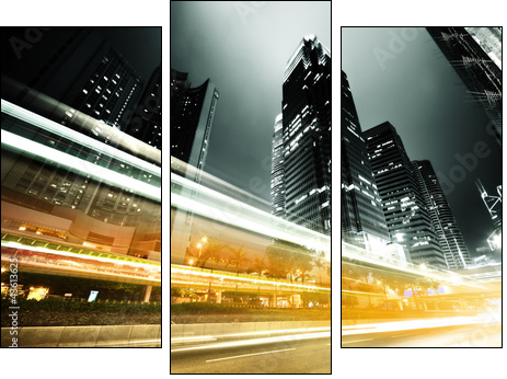 traffic in Hong Kong at night  - Obraz trzyczęściowy, Tryptyk