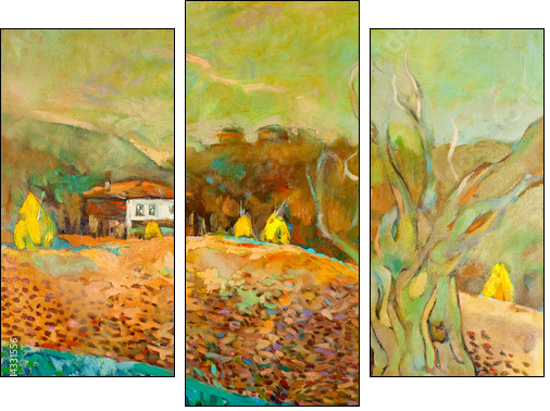 Country scene  - Obraz trzyczęściowy, Tryptyk