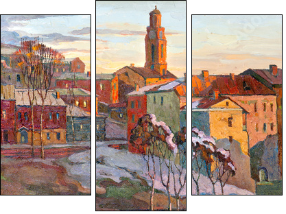 the city landscape of Vitebsk drawn with oil on a canvas  - Obraz trzyczęściowy, Tryptyk