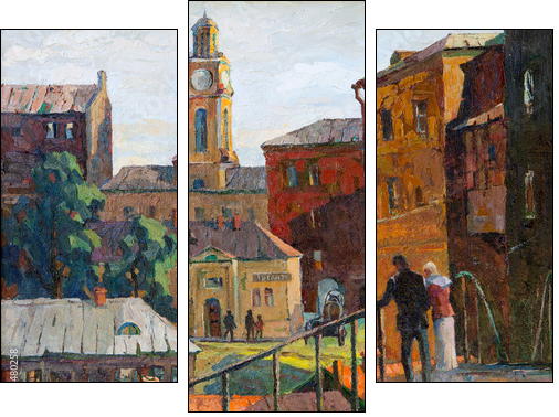 the city landscape of Vitebsk drawn with oil on a canvas  - Obraz trzyczęściowy, Tryptyk