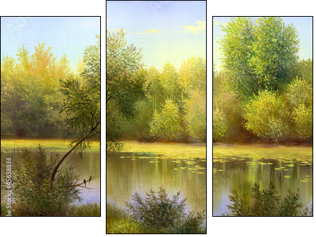 autumn landscape, canvas, oil  - Obraz trzyczęściowy, Tryptyk