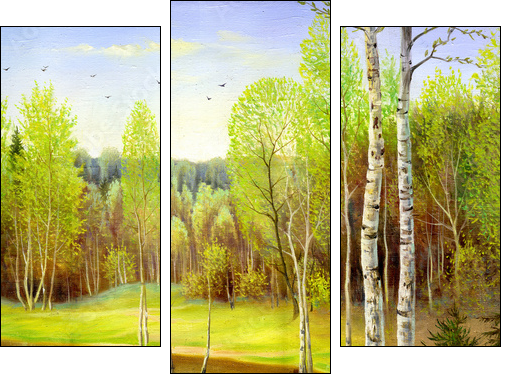 autumn landscape, canvas, oil  - Obraz trzyczęściowy, Tryptyk