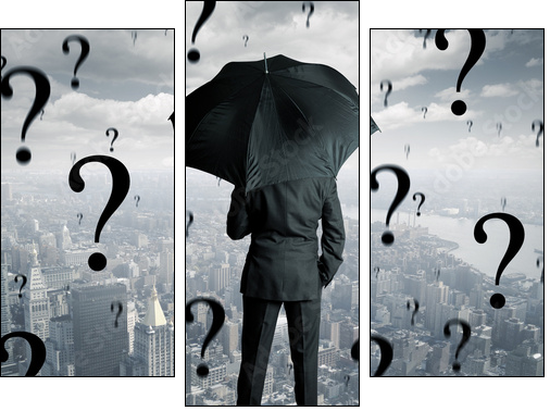 Businessman and questions  - Obraz trzyczęściowy, Tryptyk