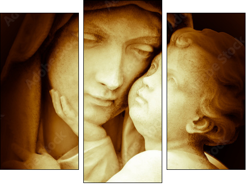 Vintage image of the virgin Mary carrying baby Jesus  - Obraz trzyczęściowy, Tryptyk